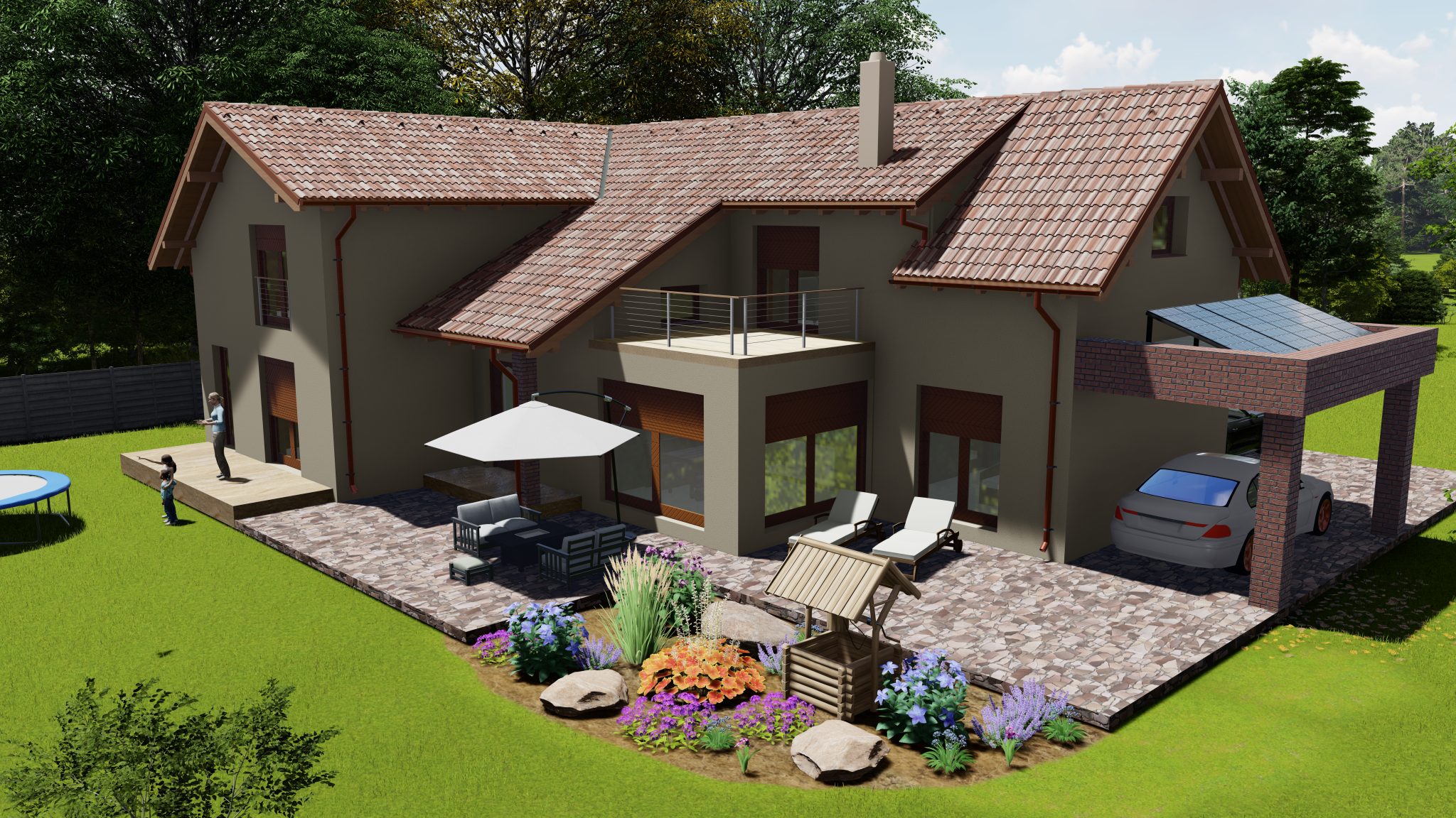 Dvojpodlažný dom 002 je samostatne stojaci dvojpodlažný rodinný dom bez pivnice je vhodný pre rovinatý alebo mierne svahovitý terén. Ide o dvojgeneračný rodinný dom strednej veľkostnej kategórie. Svojím vnútorným priestorom uspokojí nároky oboch rodín. Prízemie ponúka komfortný 3-izbový byt. Vstup do domu je z prednej strany, cez zádverie vedúce do spojovacej chodby. Na prízemí je spálňa s kúpeľňou a šatníkom, jedna izba, kuchyňa s jedálňou, obývacia izba, šatník, WC, kúpeľňa, technická miestnosť a sklad. Z obývacej izby a spálne vedie východ na terasu. Pri dostatočnej šírke pozemku sa môže k domu pristaviť garáž. Poschodie slúži ako samostatný byt. Má vlastný vchod zo zadnej strany, schodisko, dve izby, obývačku s balkónom, kuchyňu s jedálňou, šatník a kúpeľňu s WC. V projekte sú použité klasické stavebné materiály: steny sú z keramických tehál alebo tvárnic, strop je z betónových tvárnic, krov je drevený, strešná krytina môže byť betónová alebo keramická.